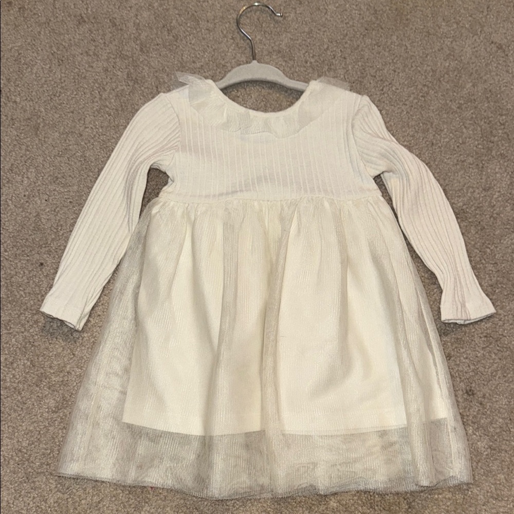 Zara White Long Sleeve Sundress with Peter Pan Collar
